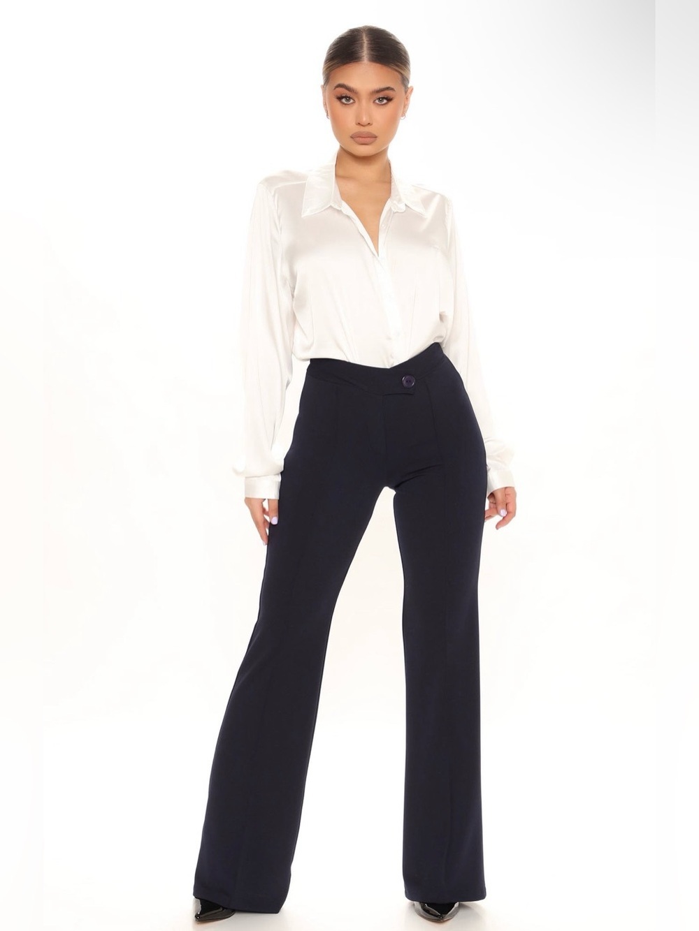 NWT Fashion Nova Navy Wide Leg Pants Size Medium